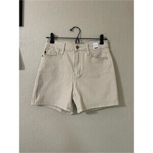 New Judy Blue High Waist Mid Length Shorts Size Medium Bone